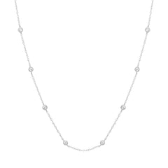 Lab Grown - 14Kw 1Cttw Diamond Station Necklace 18"