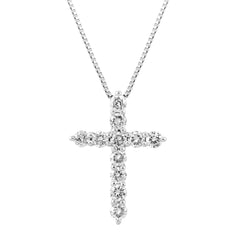 Lab Grown - 14Kw 1/3Cttw Diamond Cross Pendant