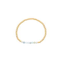 Shinebright Birthstone Mini Bracelet - 4Mm Gf Beads With Aquamarine Bar