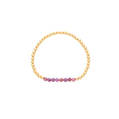 Shinebright Birthstone Mini Bracelet - 4Mm Gf Beads With Ruby Bar