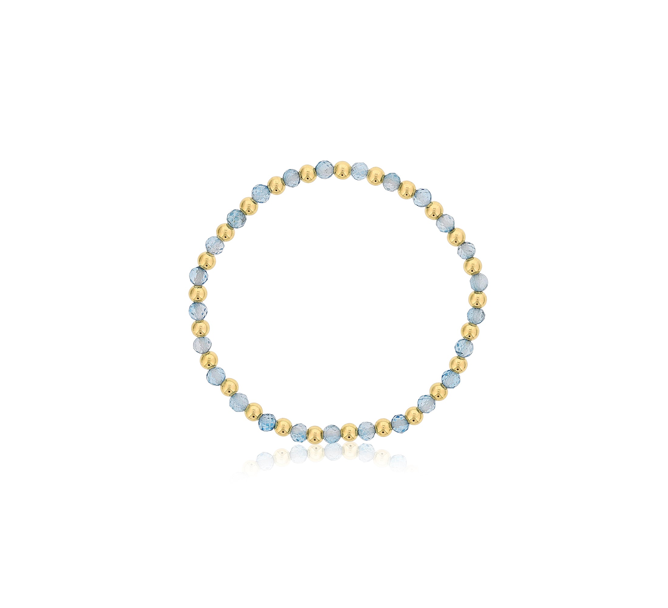 4mm Blue Topaz w/ Alternating GF Beads