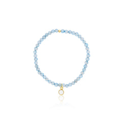 4mm Blue Topaz w/ GP Clear Quartz Bezel Charm