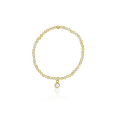 4mm Citrine w/ GP Clear Quartz Bezel Charm