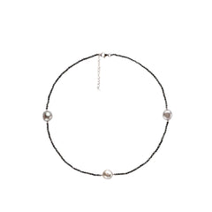 Pearl Spinnell Necklace w/ Black Chain