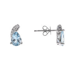 14kw Aqua + Dia Accent Studs A=1.30cttw D=.06cttw