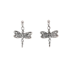 SS Rhodium Dragonfly Stud Earrings
