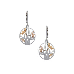 S/Sil & 10K Dragonfly In Reeds Leverback Earrings