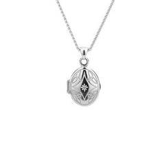 Ss/22kt Gilded Diamond Set Small Locket