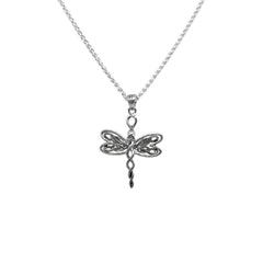 SS Rhodium Petite Dragonfly Pendant