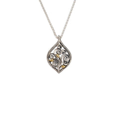 Oxidized Ss/10K Tree Of Life Pendant W/Chain