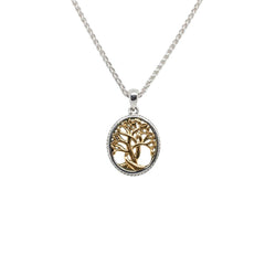 Sterling and 10K Yellow Tree Of Life Pendant