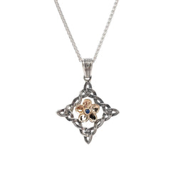 Ss and 10K Syn. Blue Sapph Forget-Me-Not Pendant W/Chain