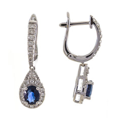 10kw Saph Pear w/ Halo Drop Earrings
S=.90cttw D=.3cttw