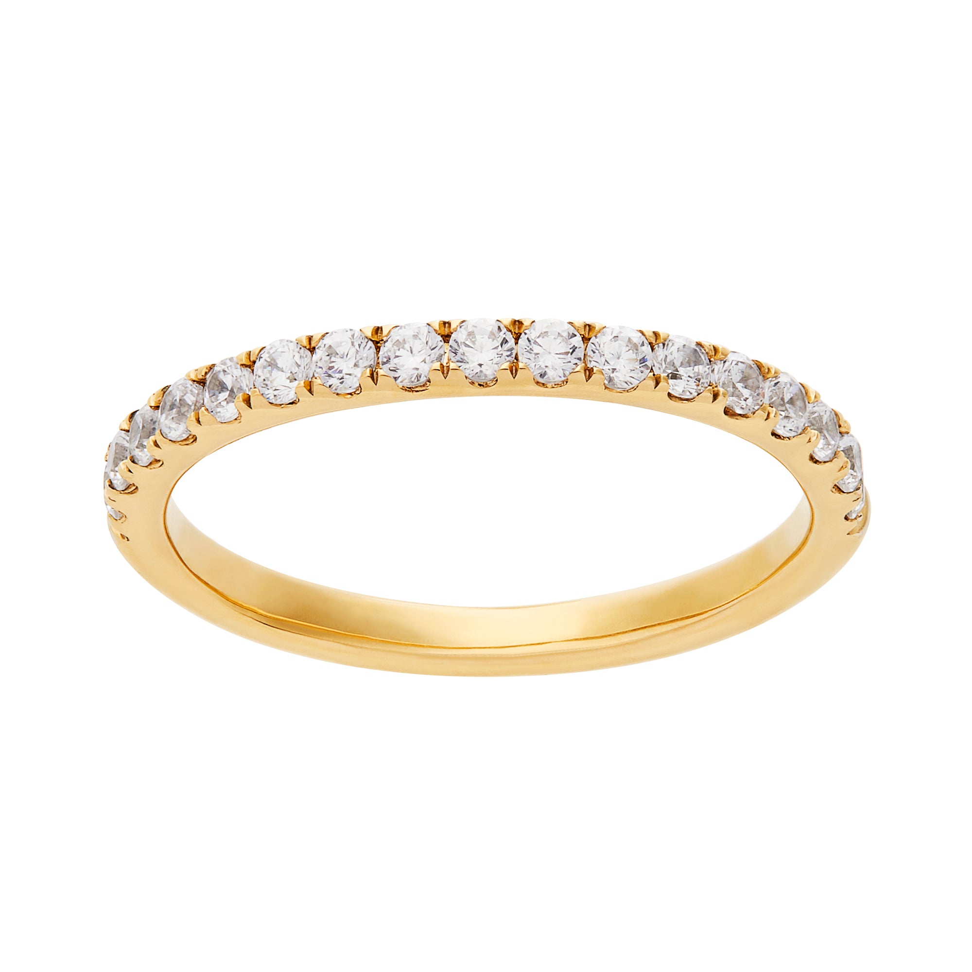 Shared Prong Halfway Wedding Band