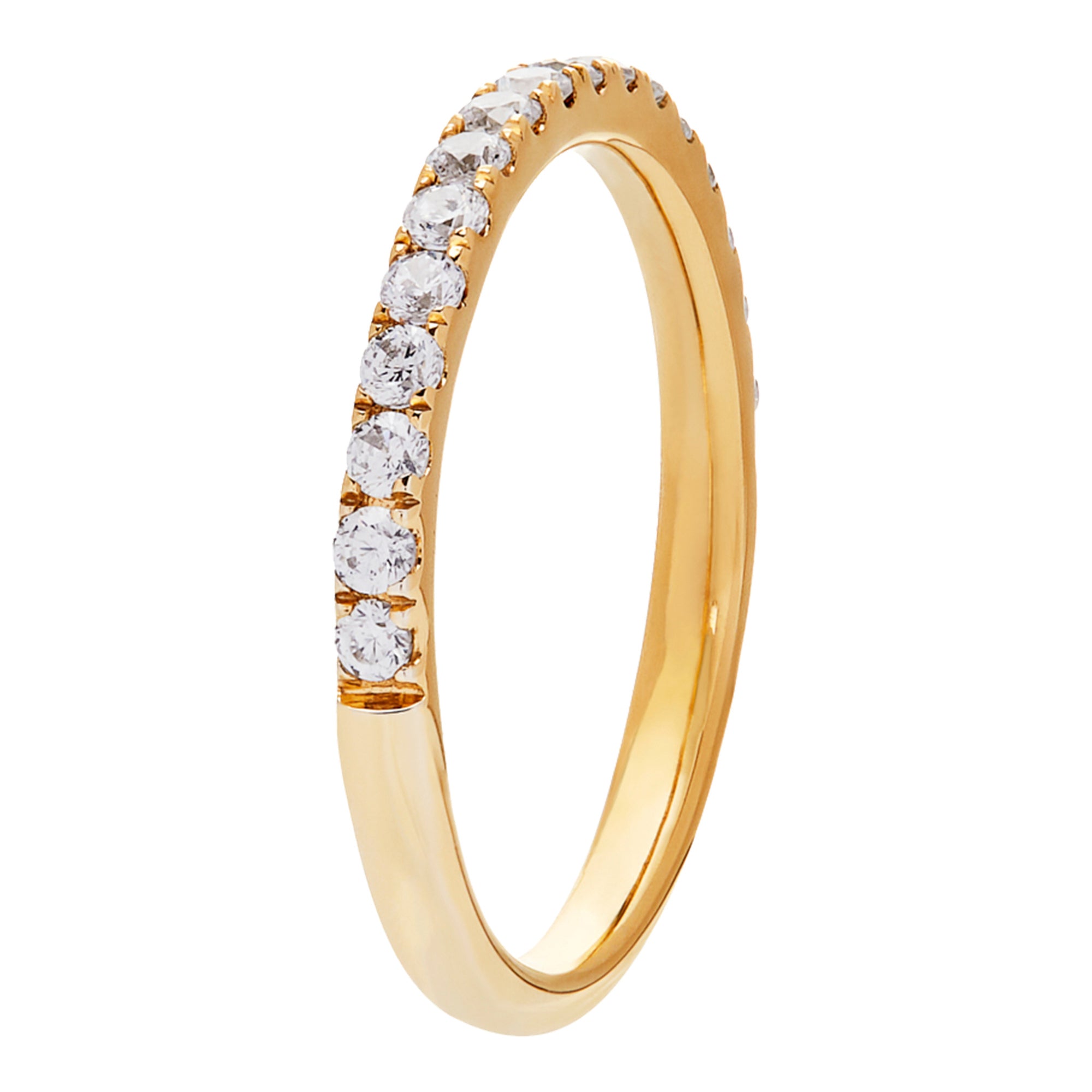 Shared Prong Halfway Wedding Band