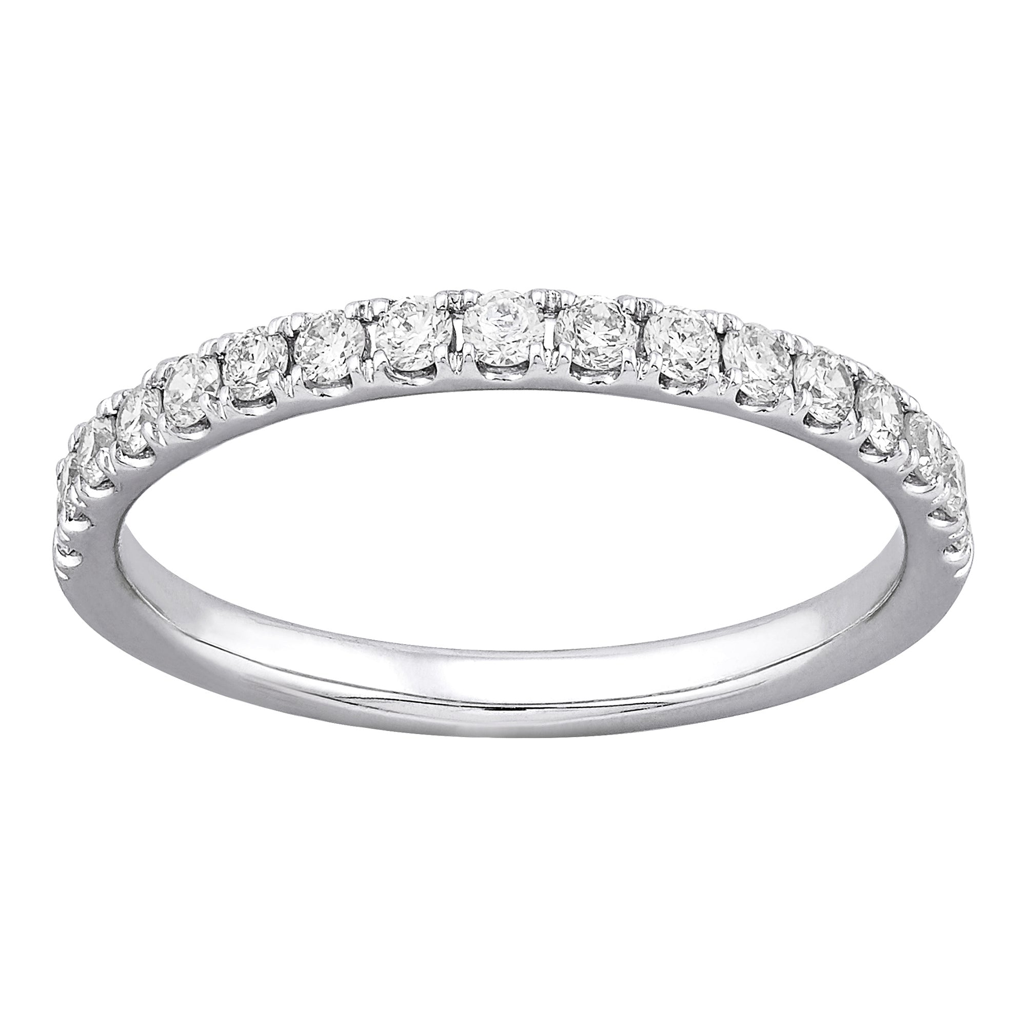 Shared Prong Halfway Wedding Band