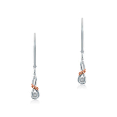Silver And Lab Grown Diamond Knot Leverback Earrings .04Cttw