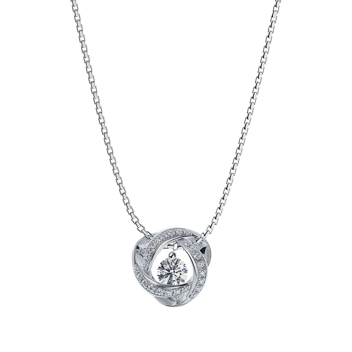 Sterling Silver Diamond Knot Pendant