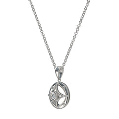 Silver And Lab Grown Diamond Compass Pendant .10Cttw