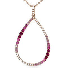 14K RG PEAR SHAPED PINK SAPPH NECKLACE