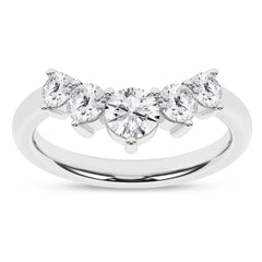 14K White Gold 5-Stone Contour Band
