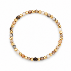 Fire Agate & 14kt Gold Filled Harmony Gemstone Bead Bracelet - 4MM