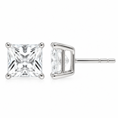 14K White Gold 2.00 CTTW Lab-Grown Princess-Cut Diamond Stud Earrings