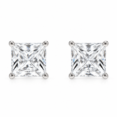 14K White Gold 1.0CTTW Lab-Grown Princess-Cut Diamond Stud Earrings