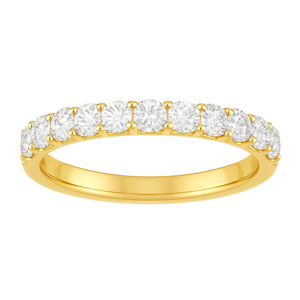 Shared Prong Halfway Wedding Band