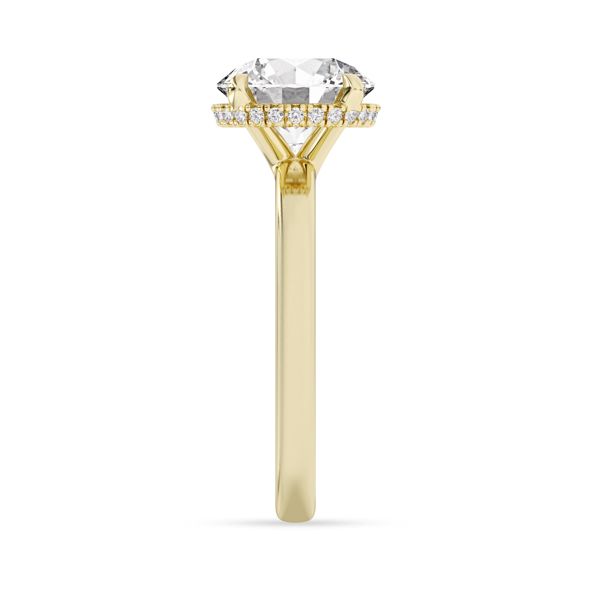 14K Yellow Gold Hidden Halo Engagement Ring