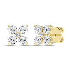 14K Yellow Gold Flower Petals Stud Earings