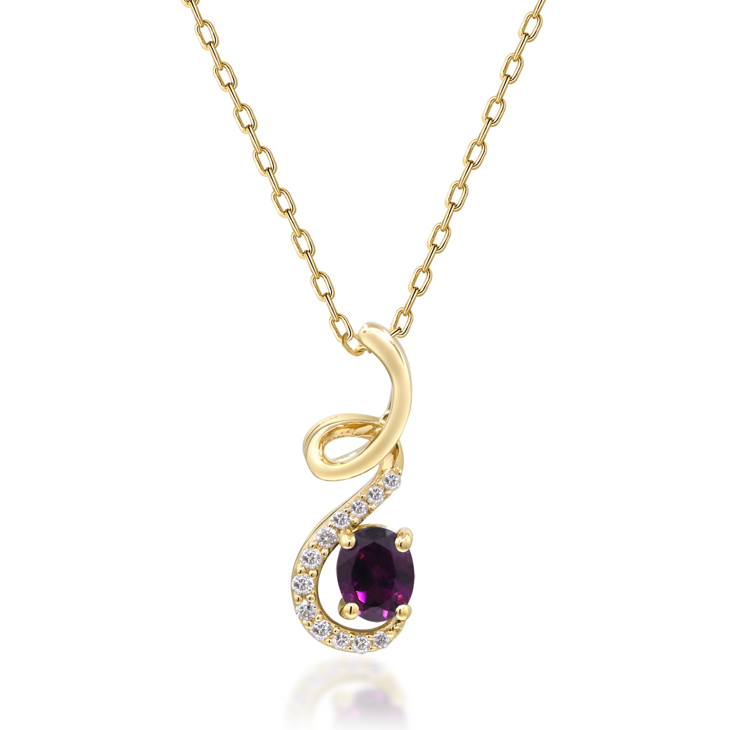 10K Yellow Gold Rhodolite Garnet and Diamond Pendant