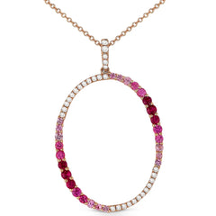 14K RG OVAL NECKLACE PINK SAPPHIRES