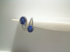 18KWG OVAL TANZ & DIA EARRINGS T=3.10 D=.45CTTW