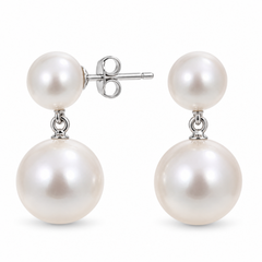 SS Two Pearl Drop Earrings