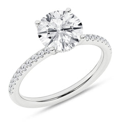 14K White Gold Diamond Engagement Ring with Hidden Halo