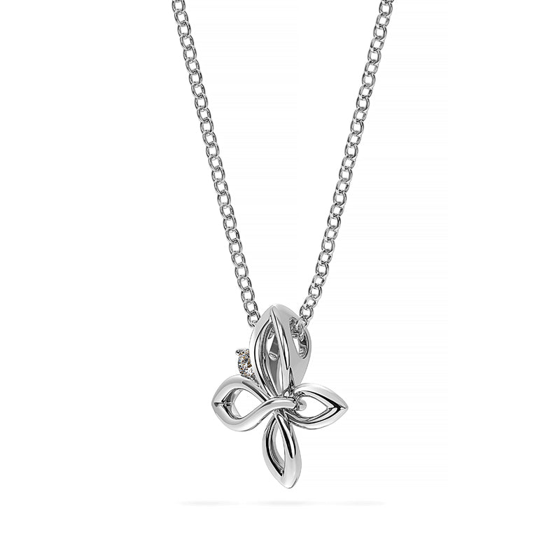 Sterling Silver Diamond Butterfly Pendant