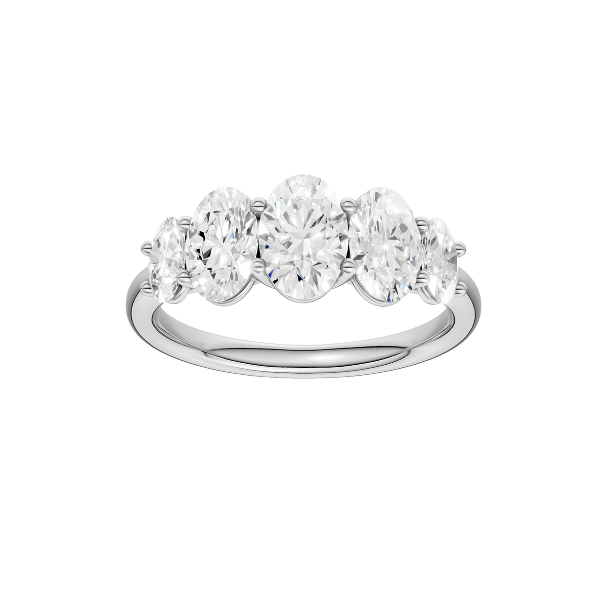 14K White Gold Graduated 5-Stone Band