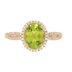 10ky Peridot w/ Halo Ring
P=1.96ct D=.20cttw