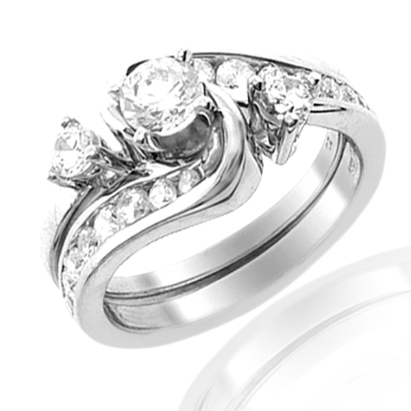 interlocking engagement ring and wedding band