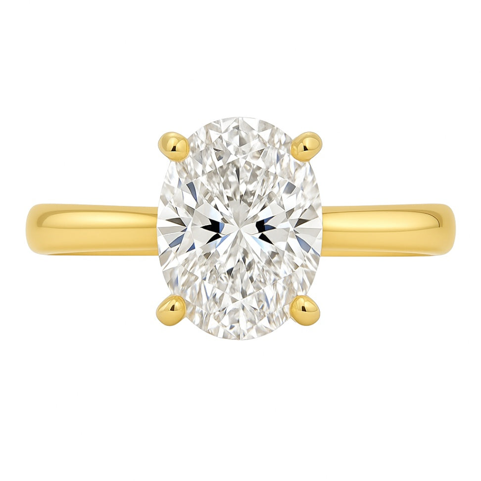 14K Yellow Gold Oval Diamond Engagement Ring