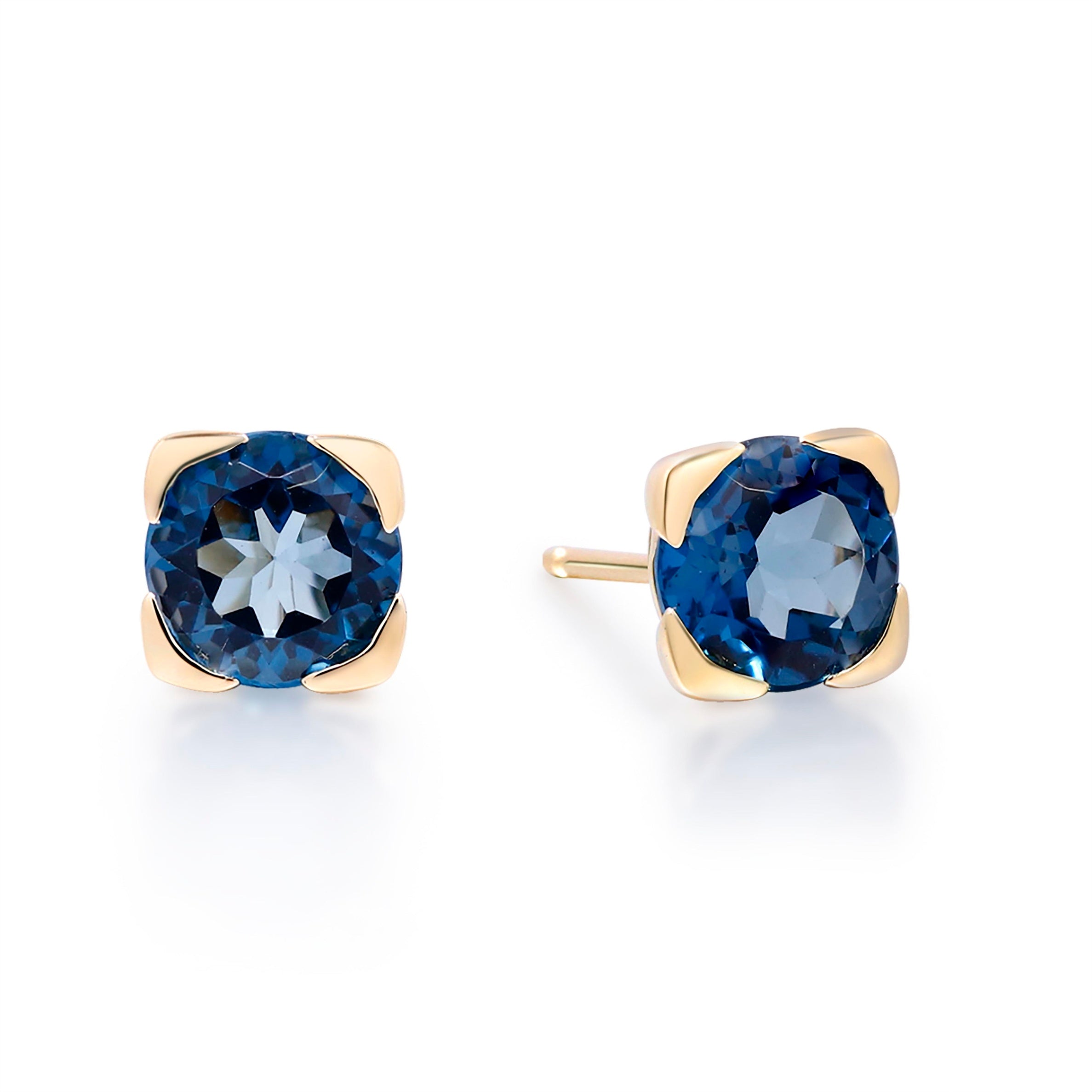 10K Yellow Gold London Blue Topaz Stud Earrings