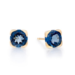 10K Yellow Gold London Blue Topaz Stud Earrings