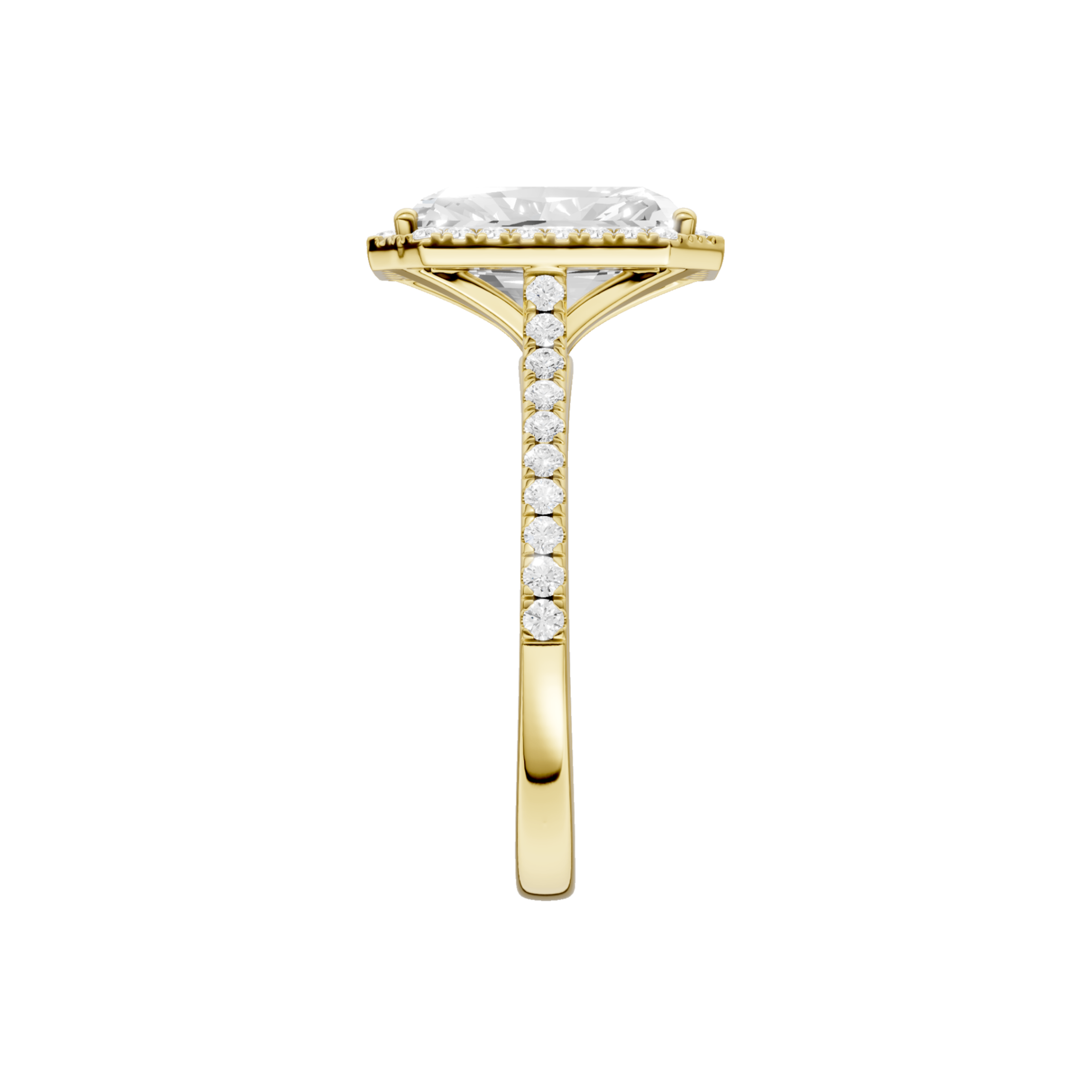 14K Yellow Gold Micro Halo Engagement Ring