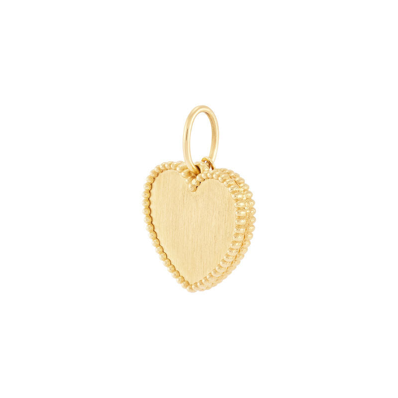 14KY POL SOLID BEADED HEART