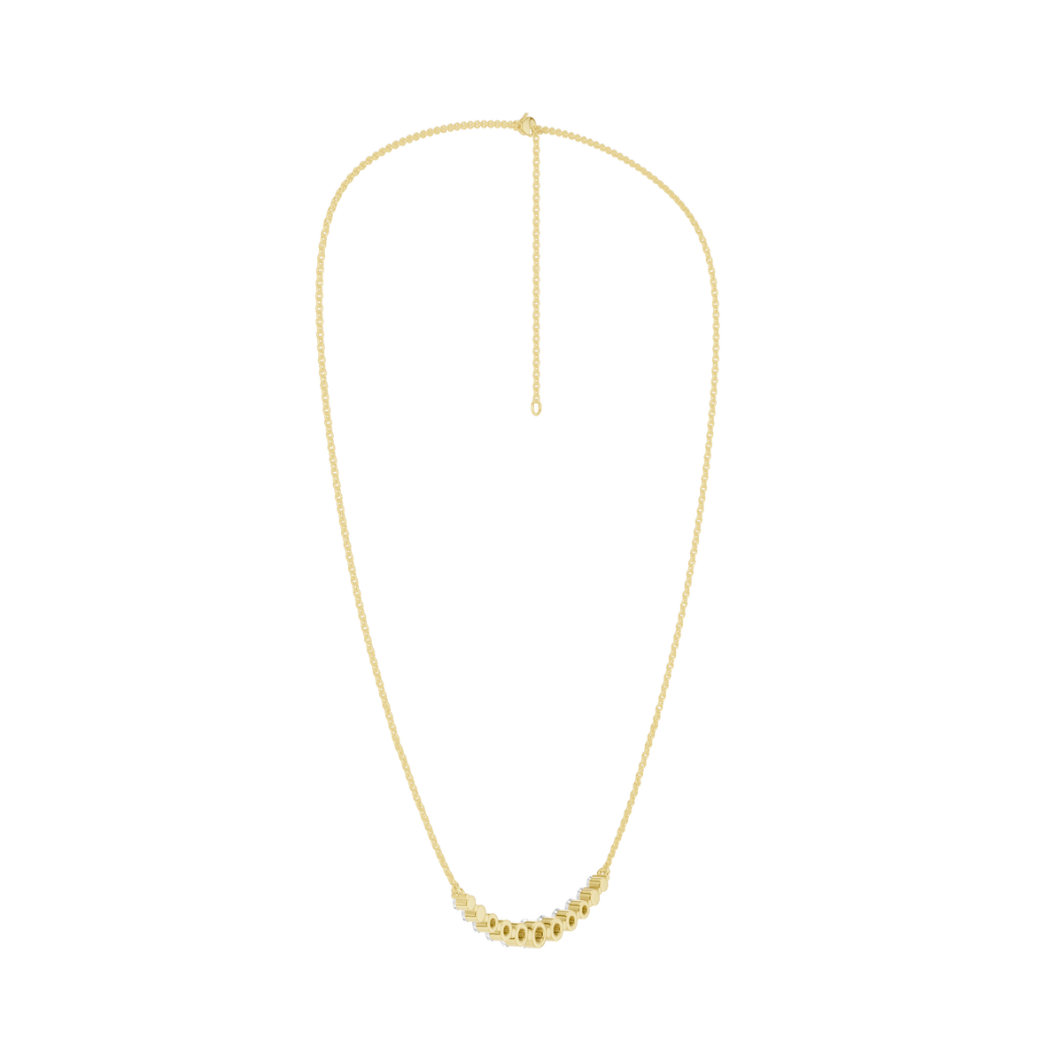 14K Yellow Gold Smiley Graduated Diamond Necklace