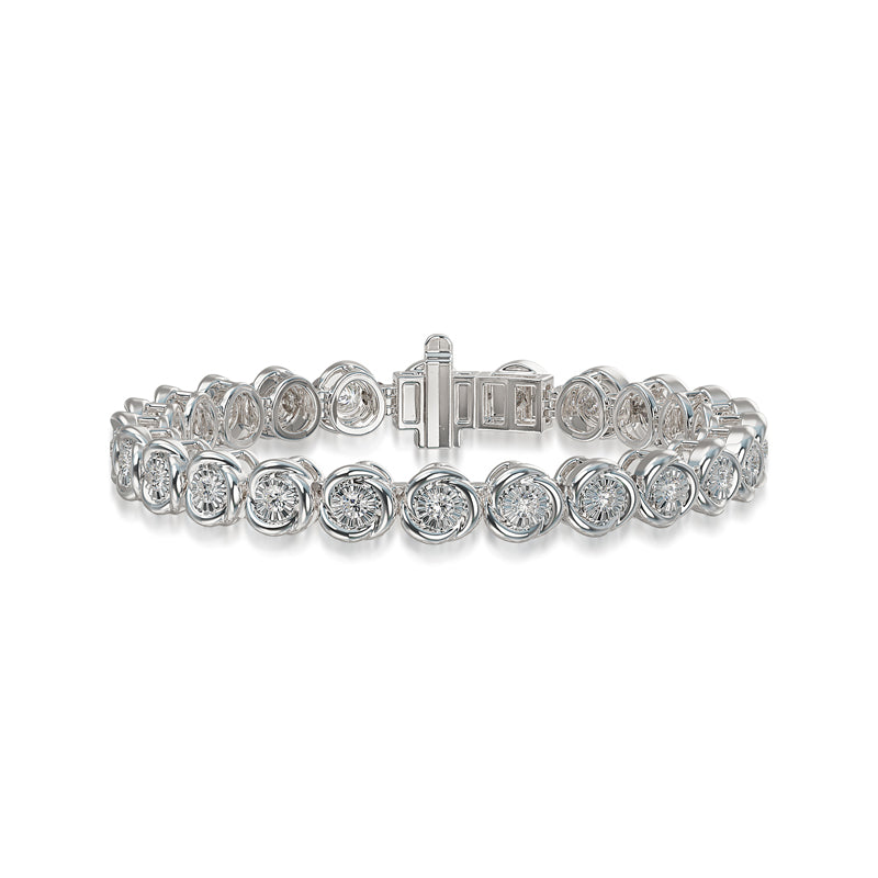 Sterling Silver Diamond Bezel Set Illusion Bracelet