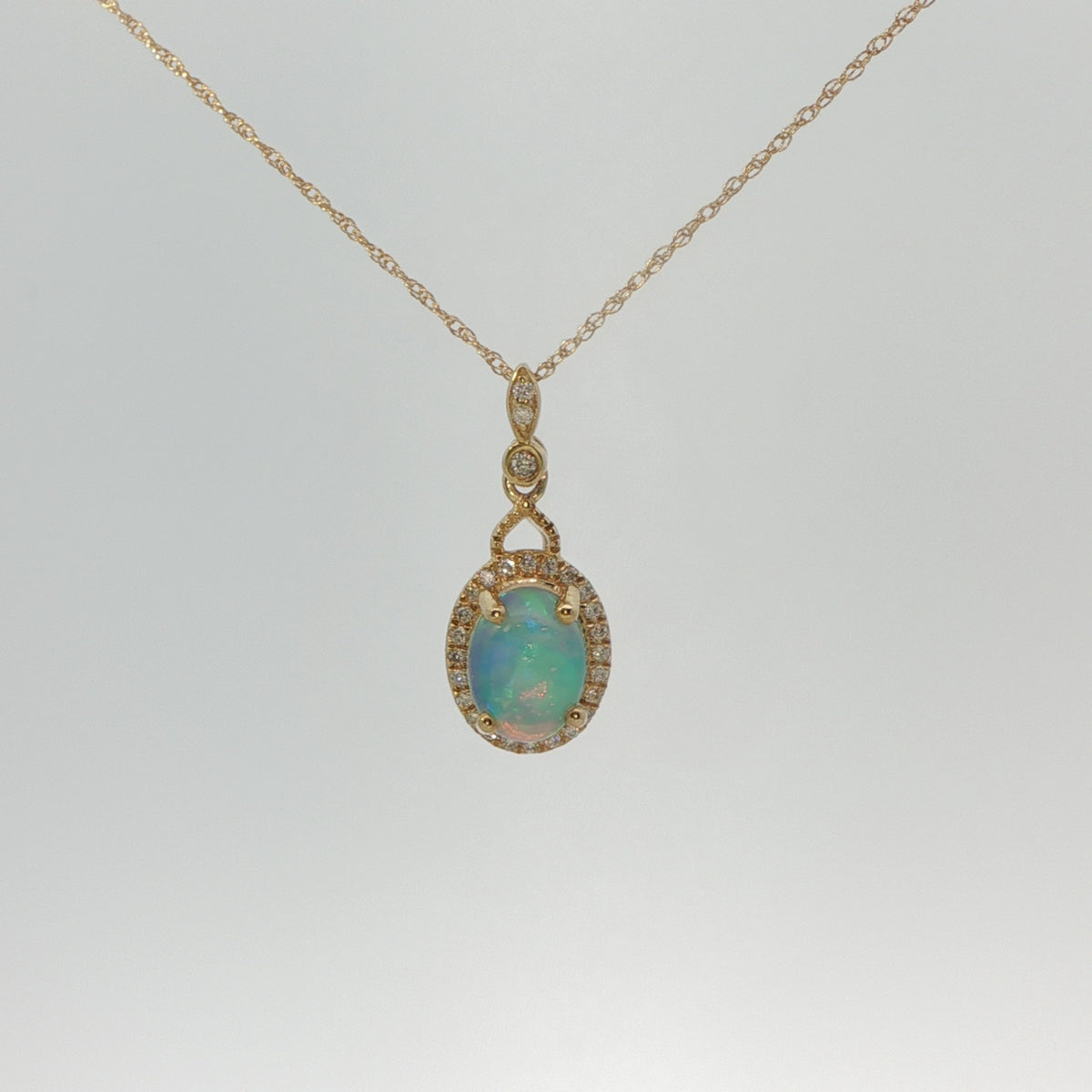 10K Yellow Gold Ethiopian Opal Pendant
