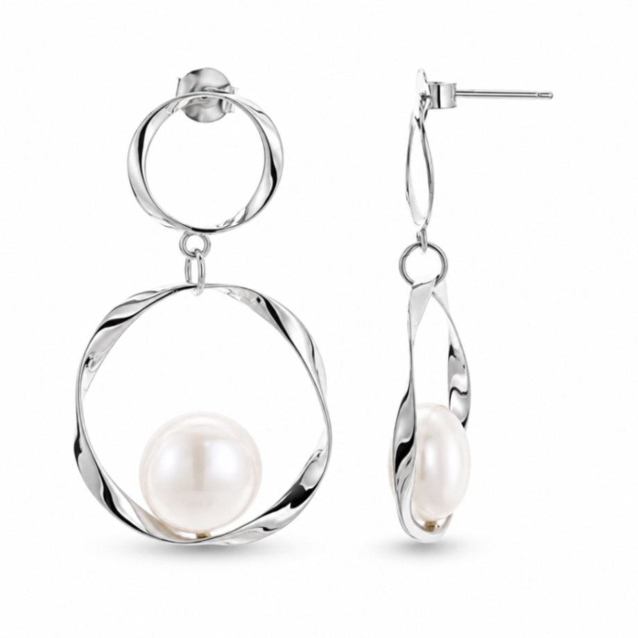 SS Pearl on Twisted Hoops
