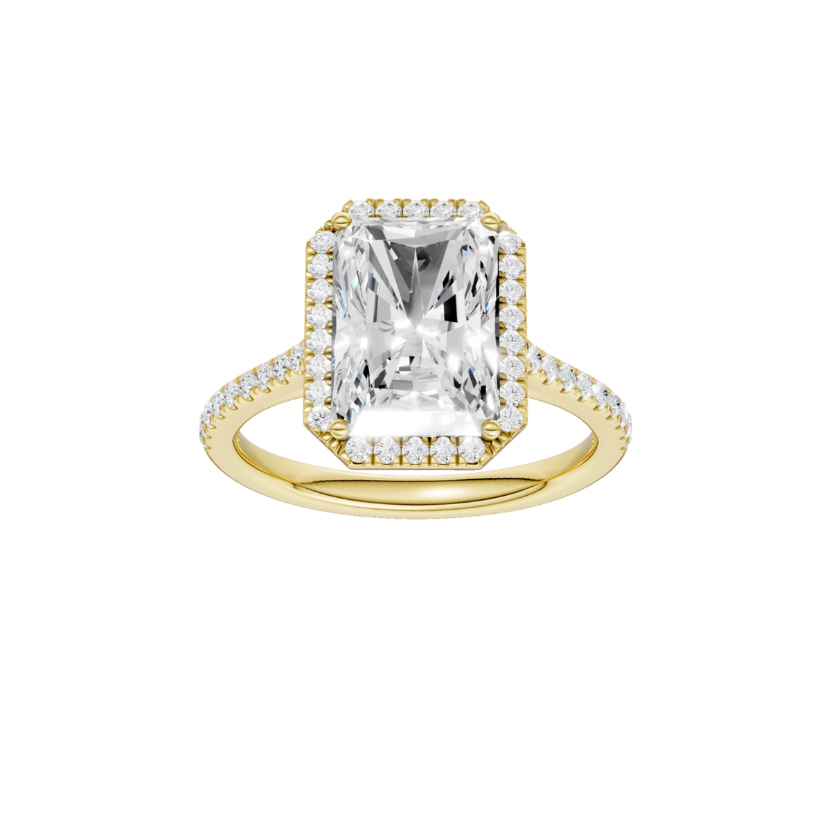 14K Yellow Gold Micro Halo Engagement Ring